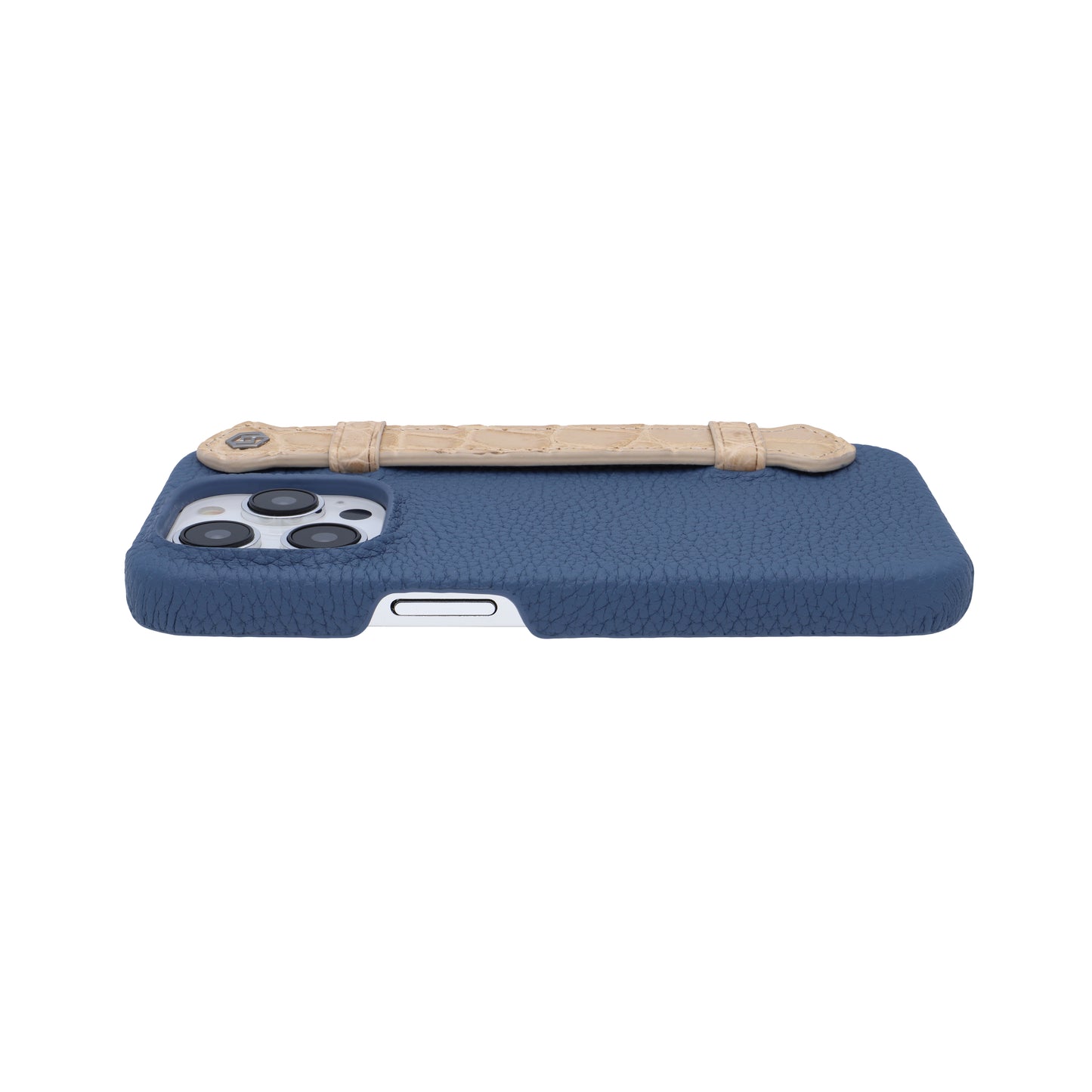 Blue with crocodile side strap Beige - iPhone 14 pro