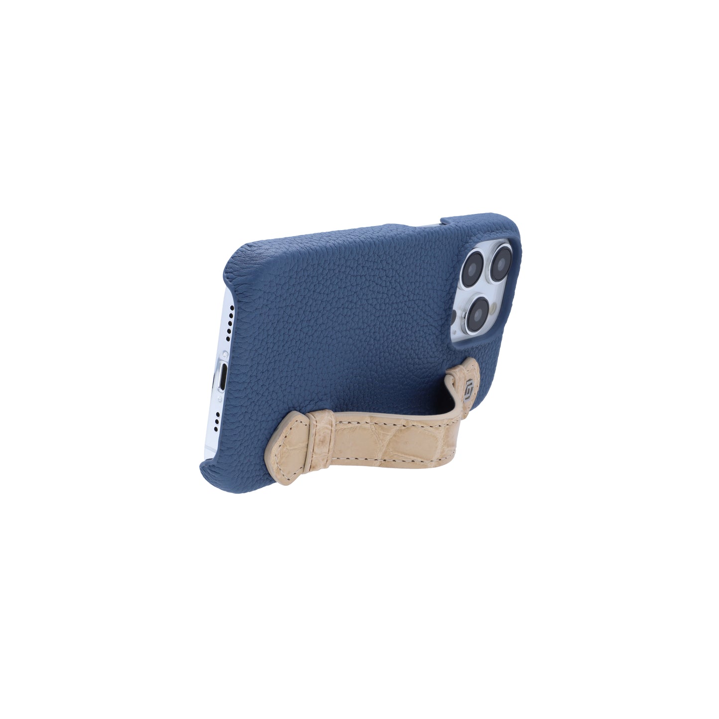 Blue with crocodile side strap Beige - iPhone 14 pro