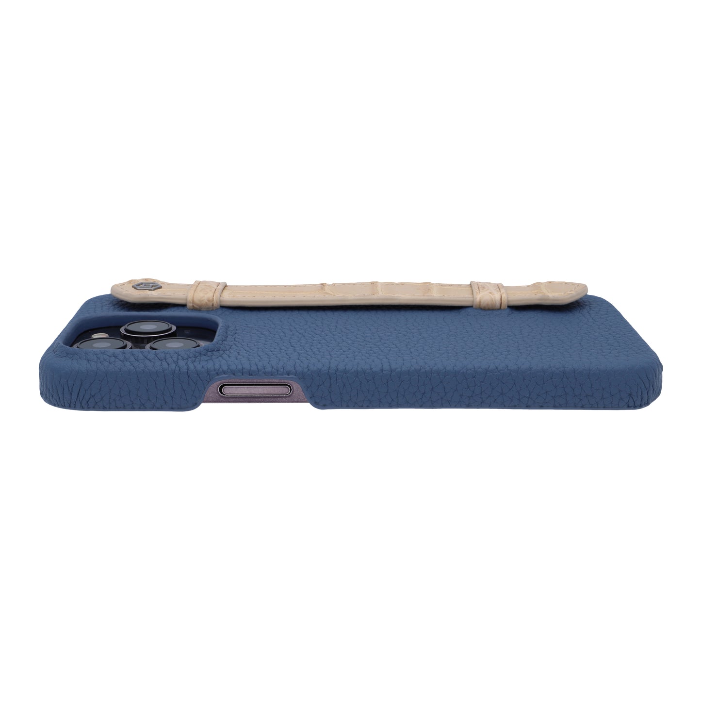 Blue with crocodile side strap Beige - iPhone 14 pro max