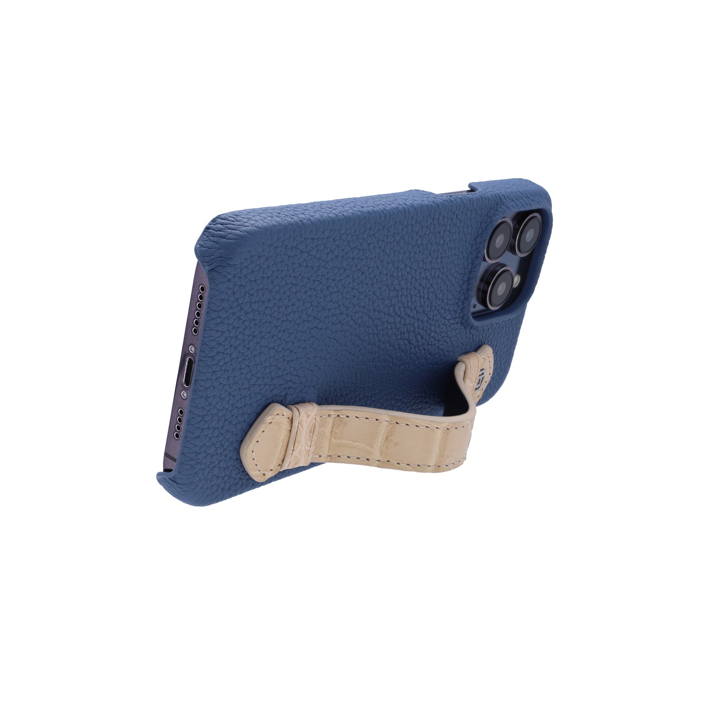 Blue with crocodile side strap Beige - iPhone 14 pro max