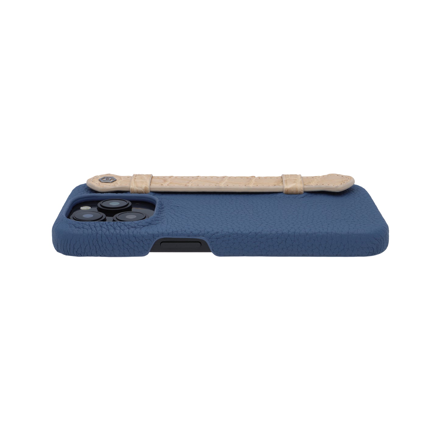 Blue with crocodile side strap Beige - iPhone 15 pro