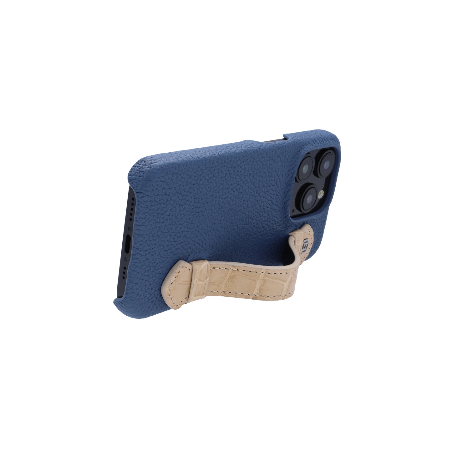 Blue with crocodile side strap Beige - iPhone 15 pro