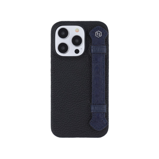 Black with crocodile side strap Blue - iPhone 14 pro