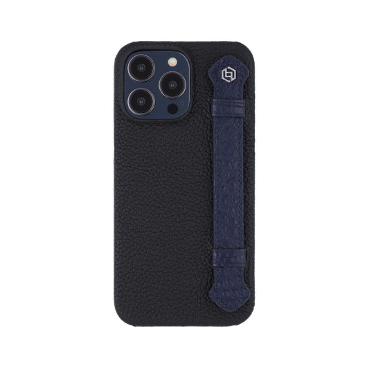 Black with crocodile side strap Blue - iPhone 14 pro max