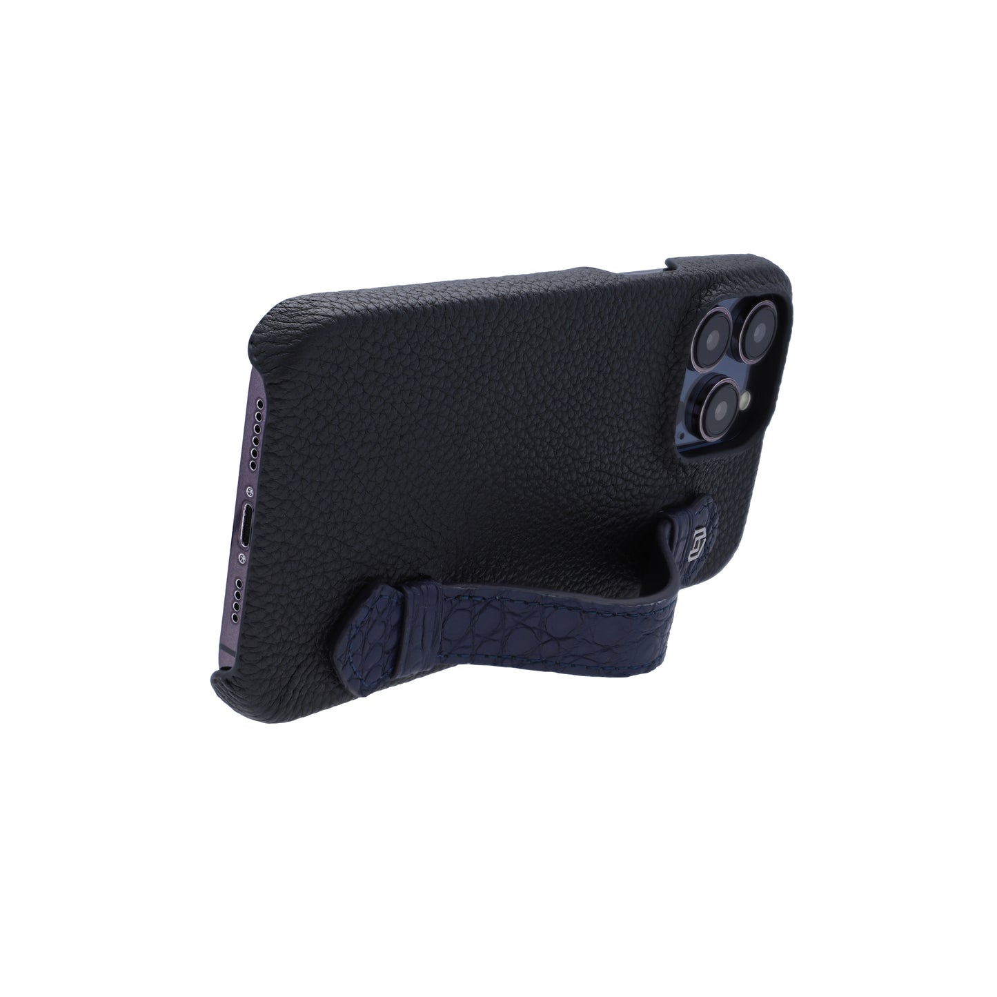 Black with crocodile side strap Blue - iPhone 14 pro max