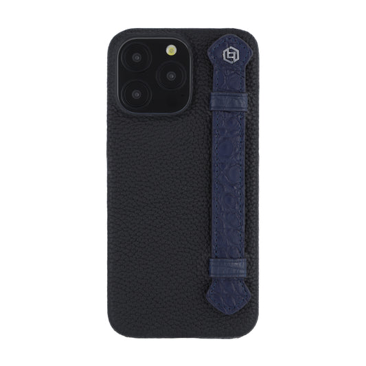 Black with crocodile side strap Blue - iPhone 16 pro max