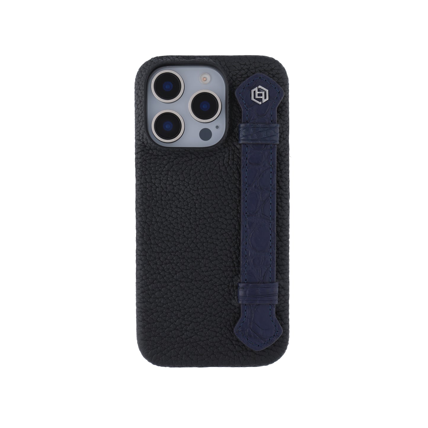 Black with crocodile side strap Blue - iPhone 16 pro