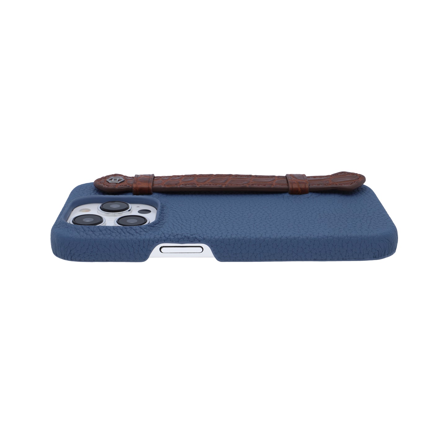 Blue with crocodile side strap Brown - iPhone 14 pro