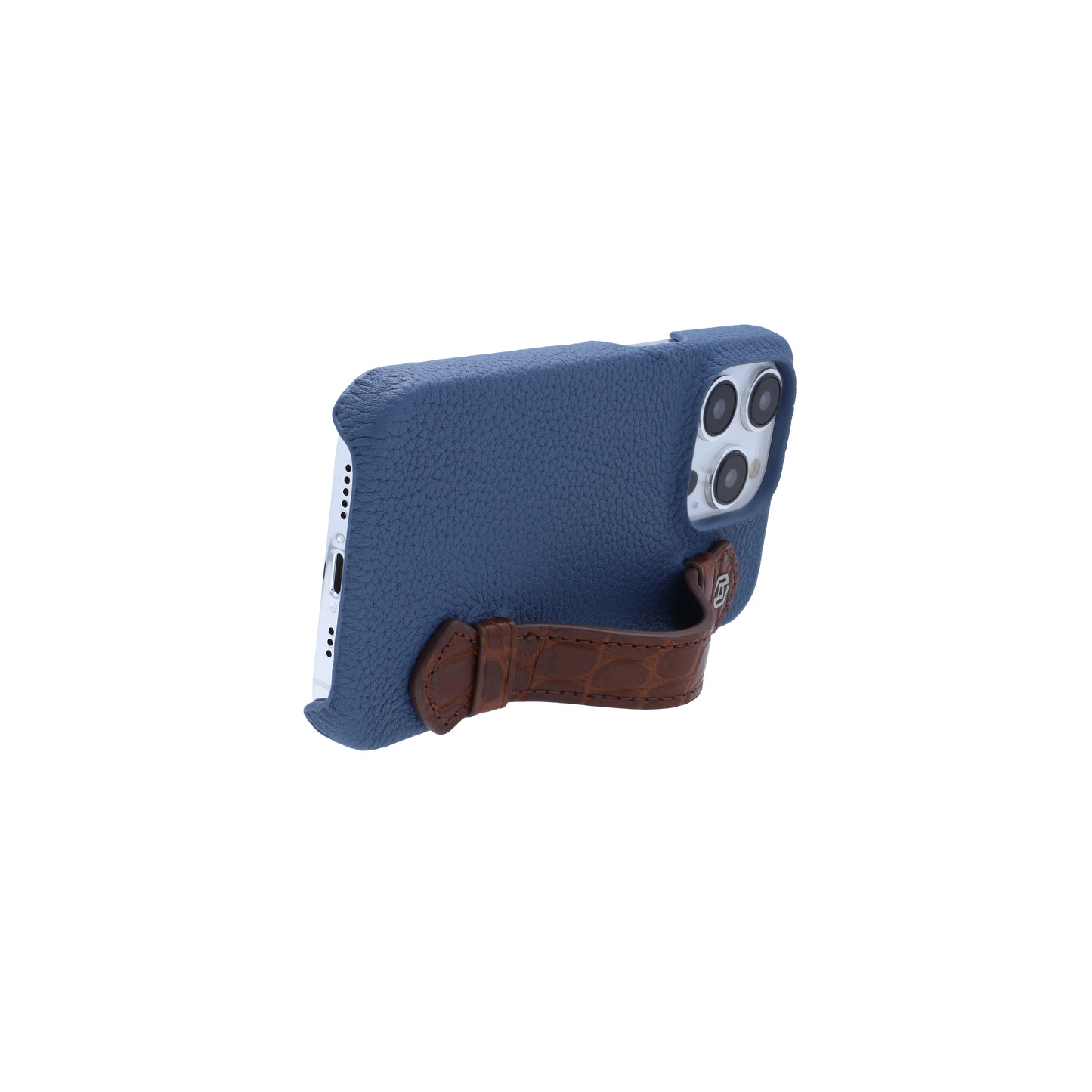 Blue with crocodile side strap Brown - iPhone 14 pro