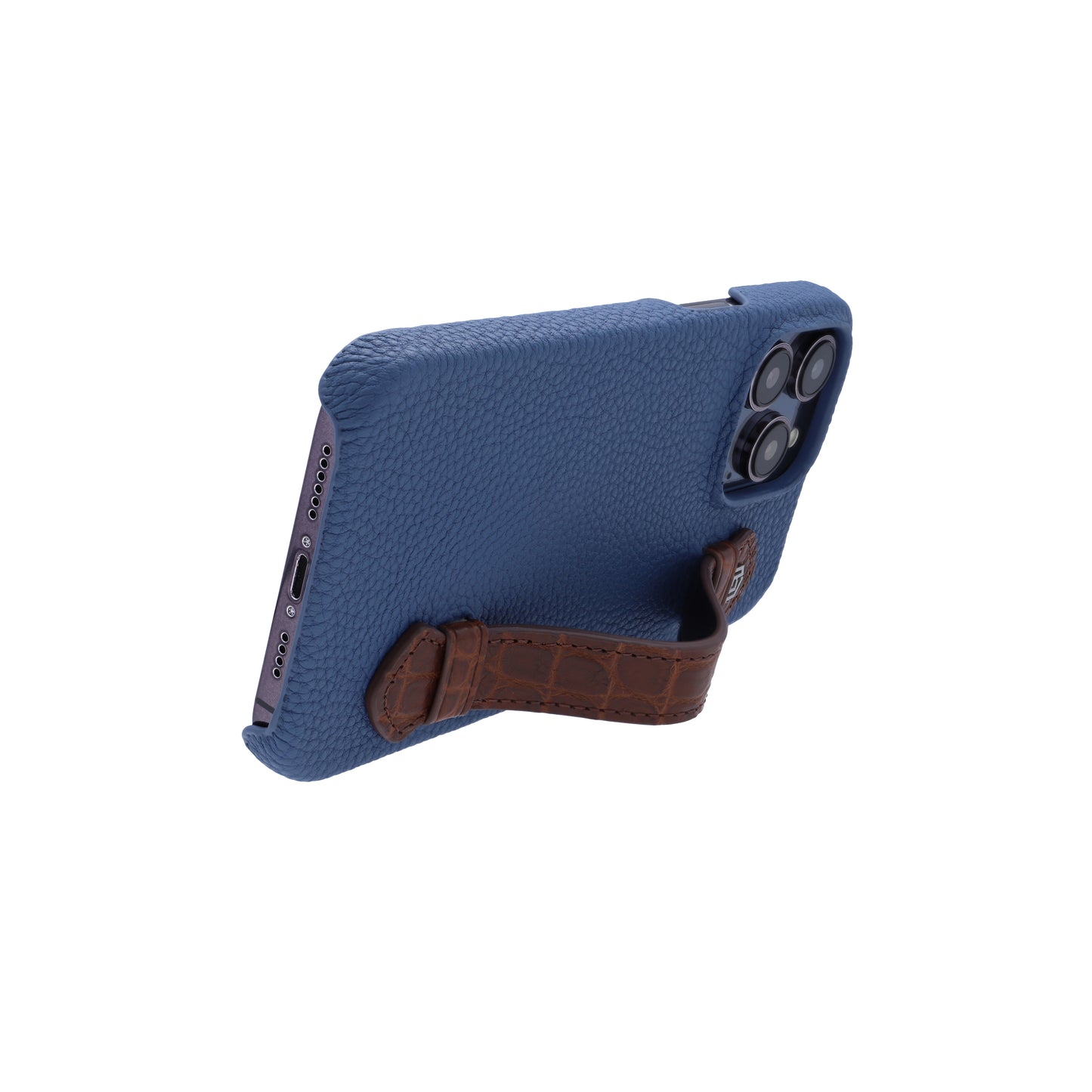 Blue with crocodile side strap Brown - iPhone 14 pro max