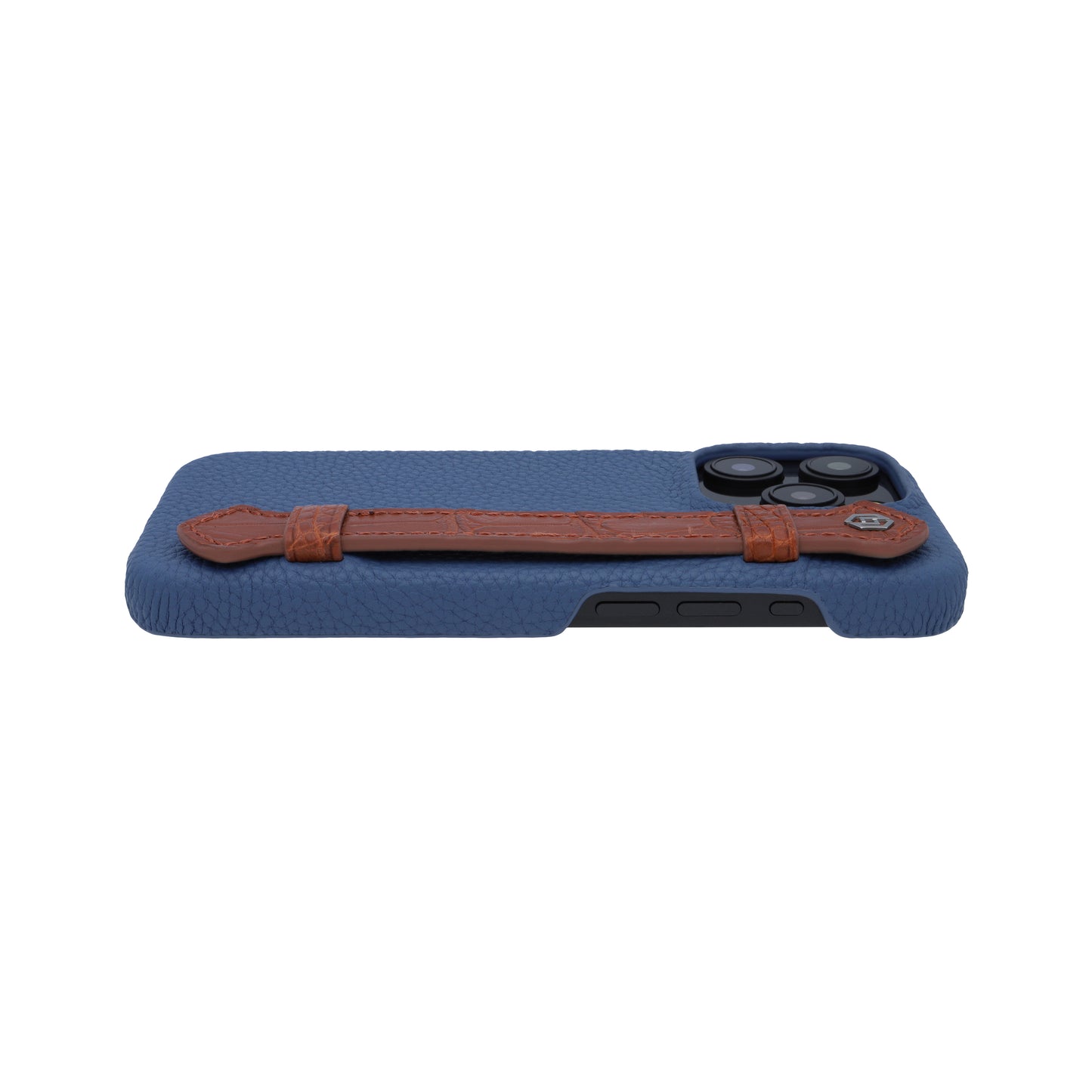 Blue with crocodile side strap Brown - iPhone 15 pro