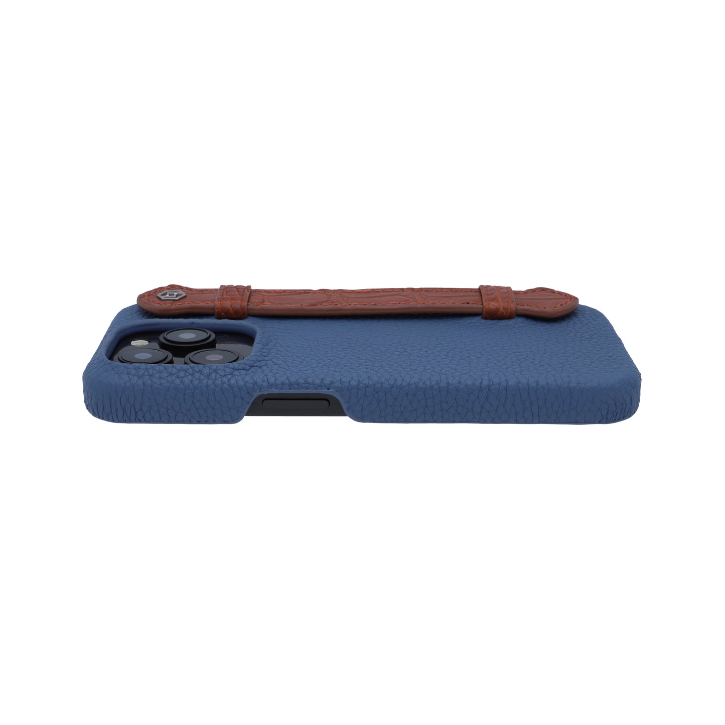 Blue with crocodile side strap Brown - iPhone 15 pro