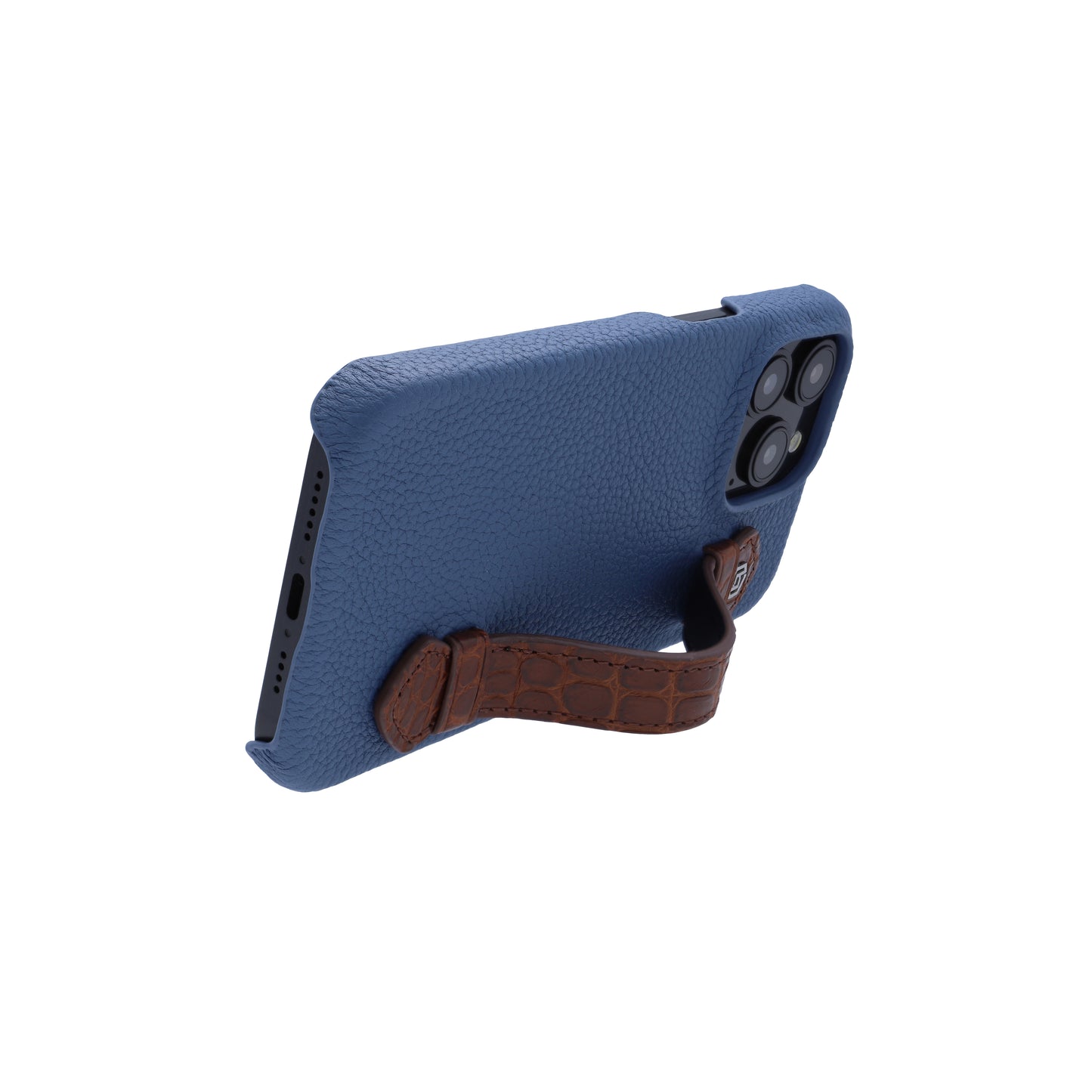 Blue with crocodile side strap Brown - iPhone 15 pro max