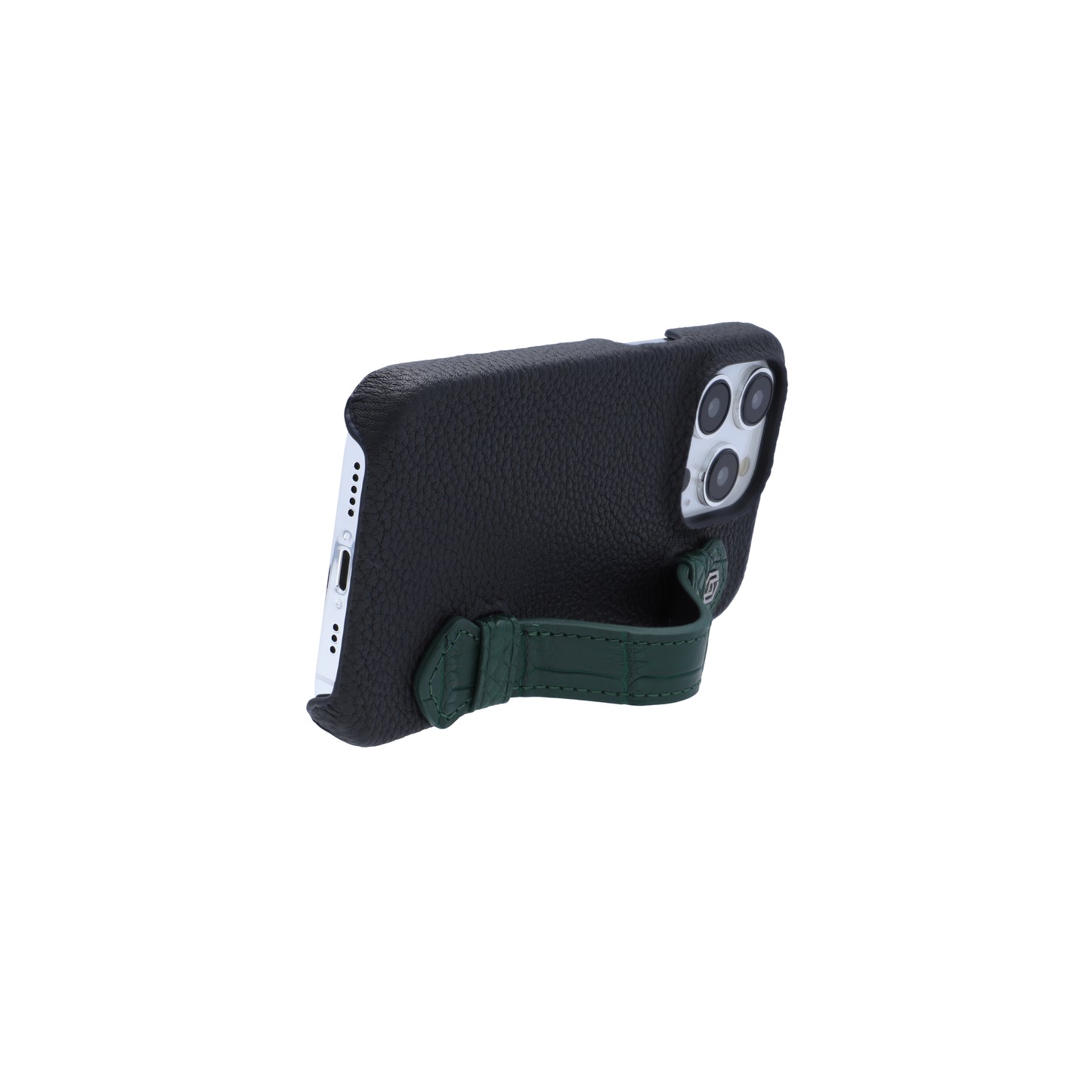 Black with crocodile side strap Green - iPhone 14 pro