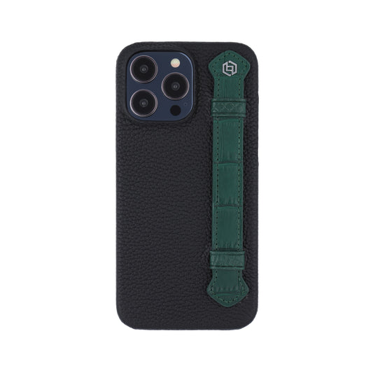 Black with crocodile side strap Green - iPhone 14 pro max