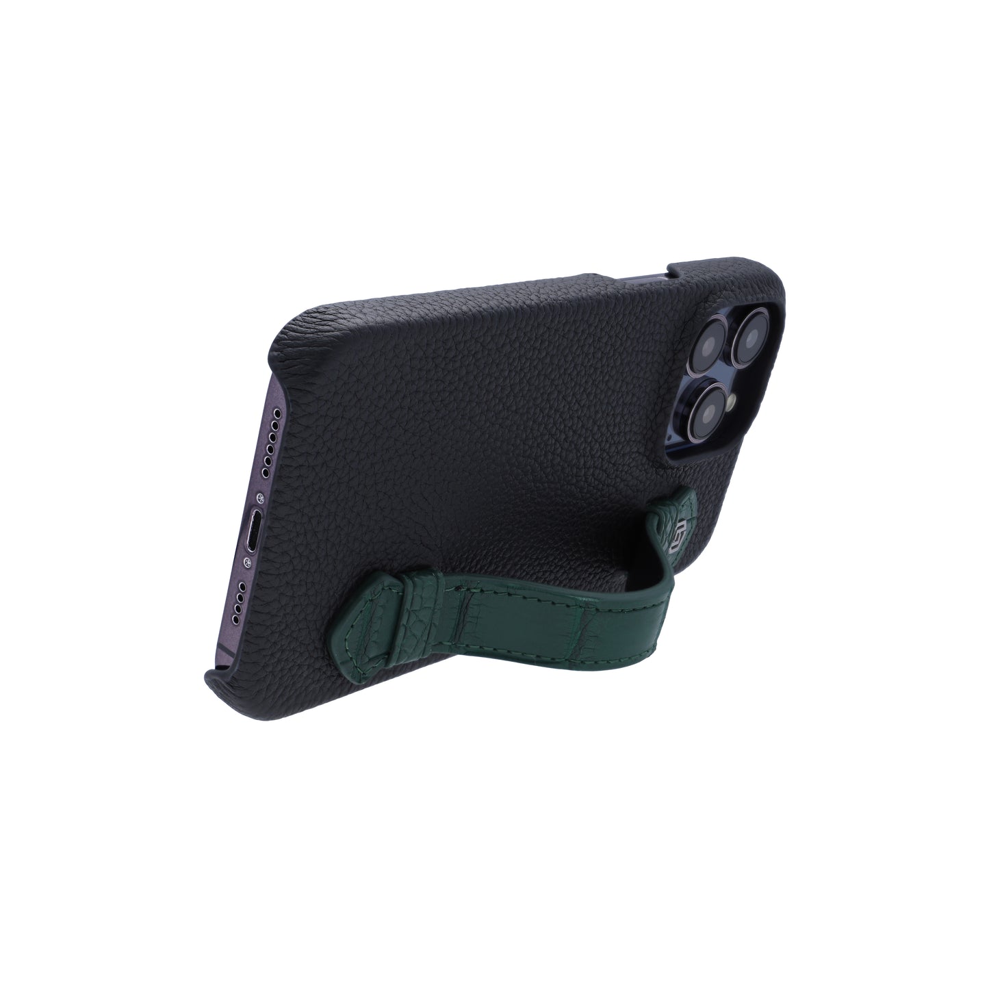 Black with crocodile side strap Green - iPhone 14 pro max