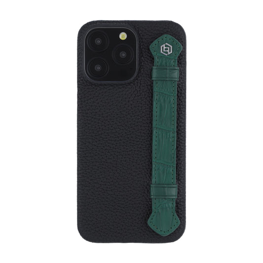 Black with crocodile side strap Green - iPhone 15 pro max