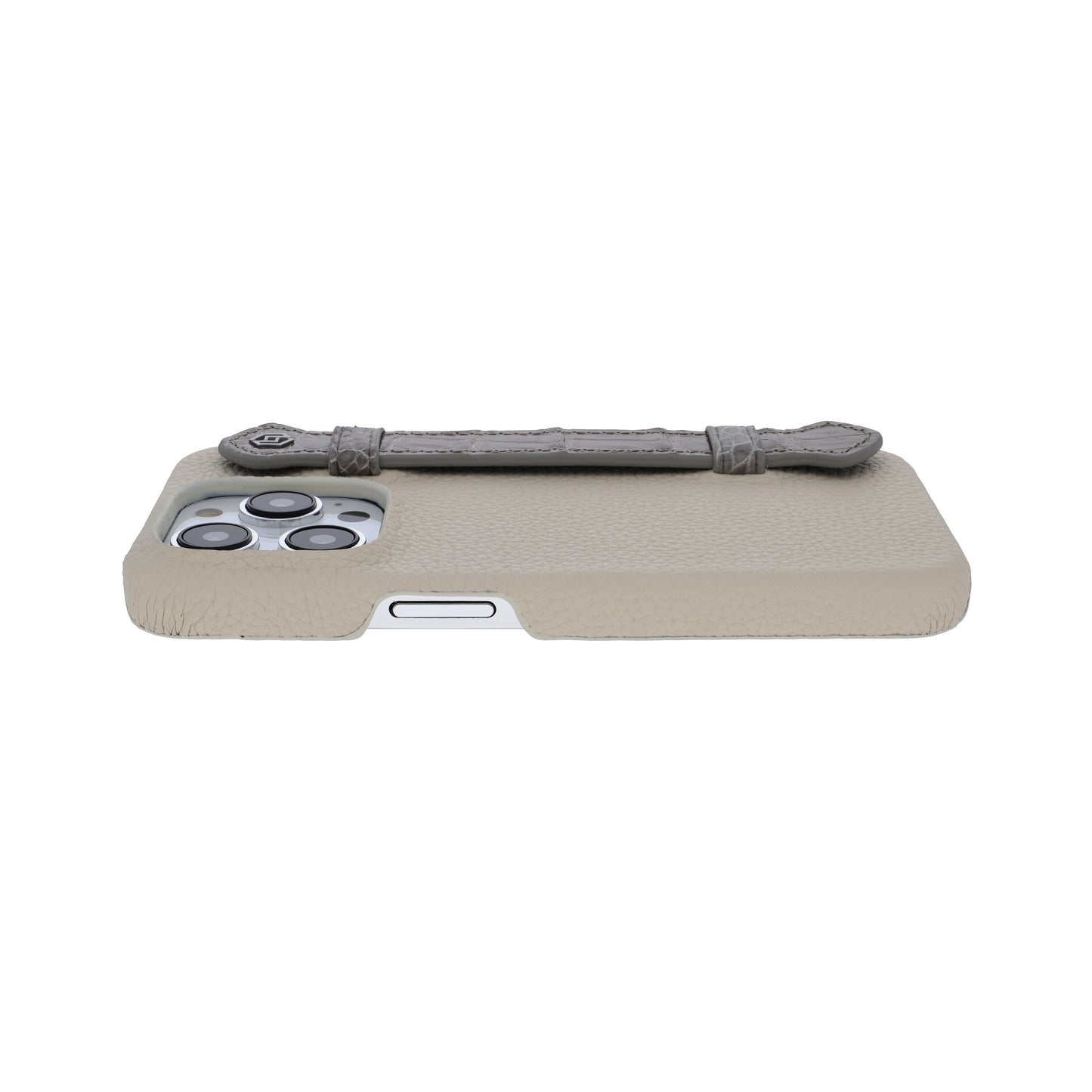 Beige with crocodile side strap Grey - iPhone 14 pro