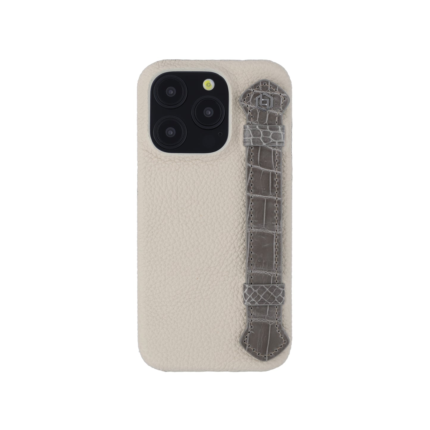 Beige with crocodile side strap Grey - iPhone 15 pro