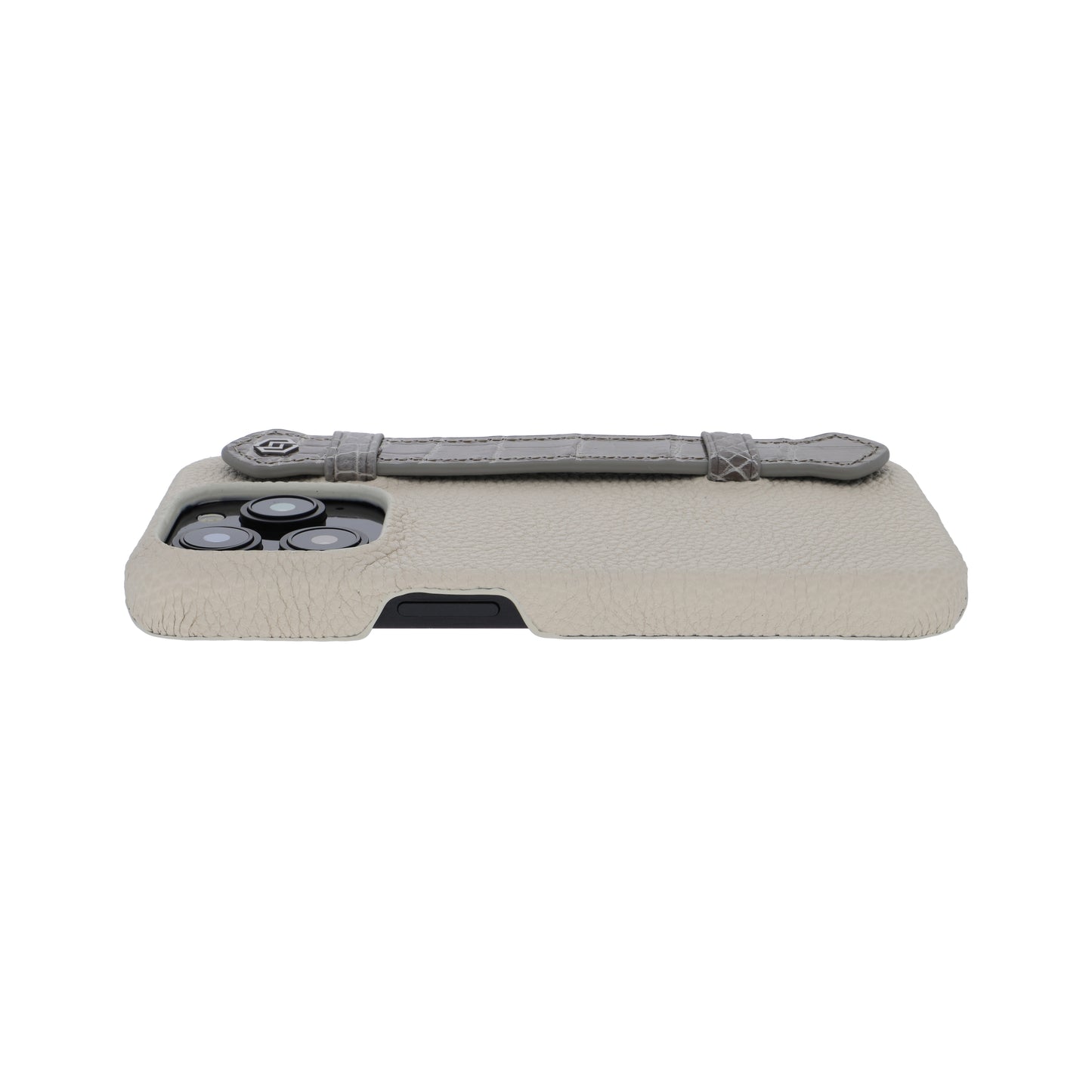 Beige with crocodile side strap Grey - iPhone 15 pro