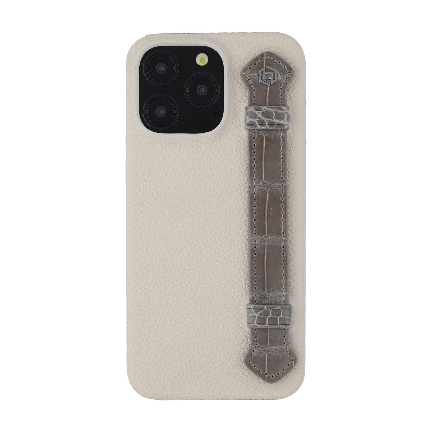 Beige with crocodile side strap Grey - iPhone 15 pro max