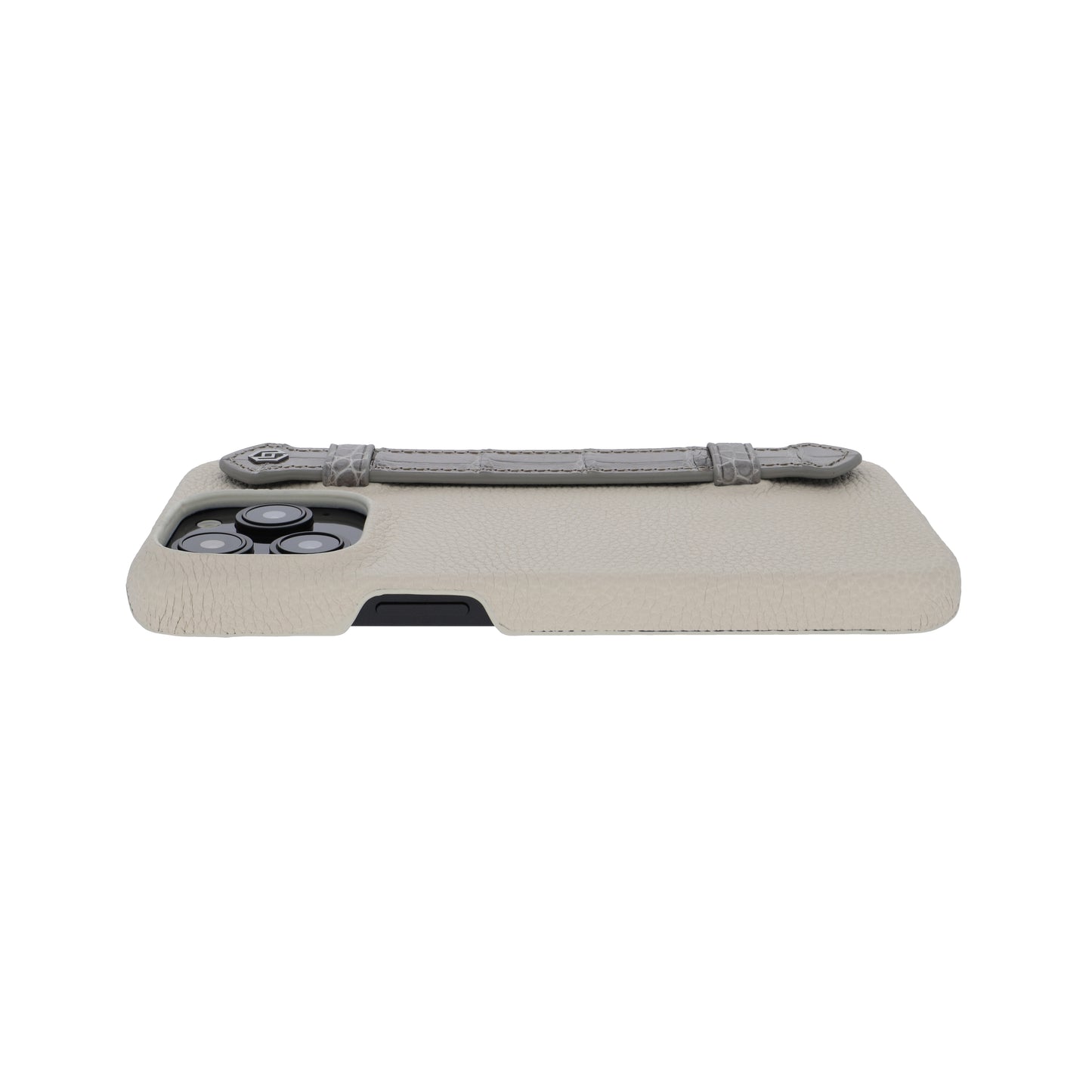 Beige with crocodile side strap Grey - iPhone 15 pro max