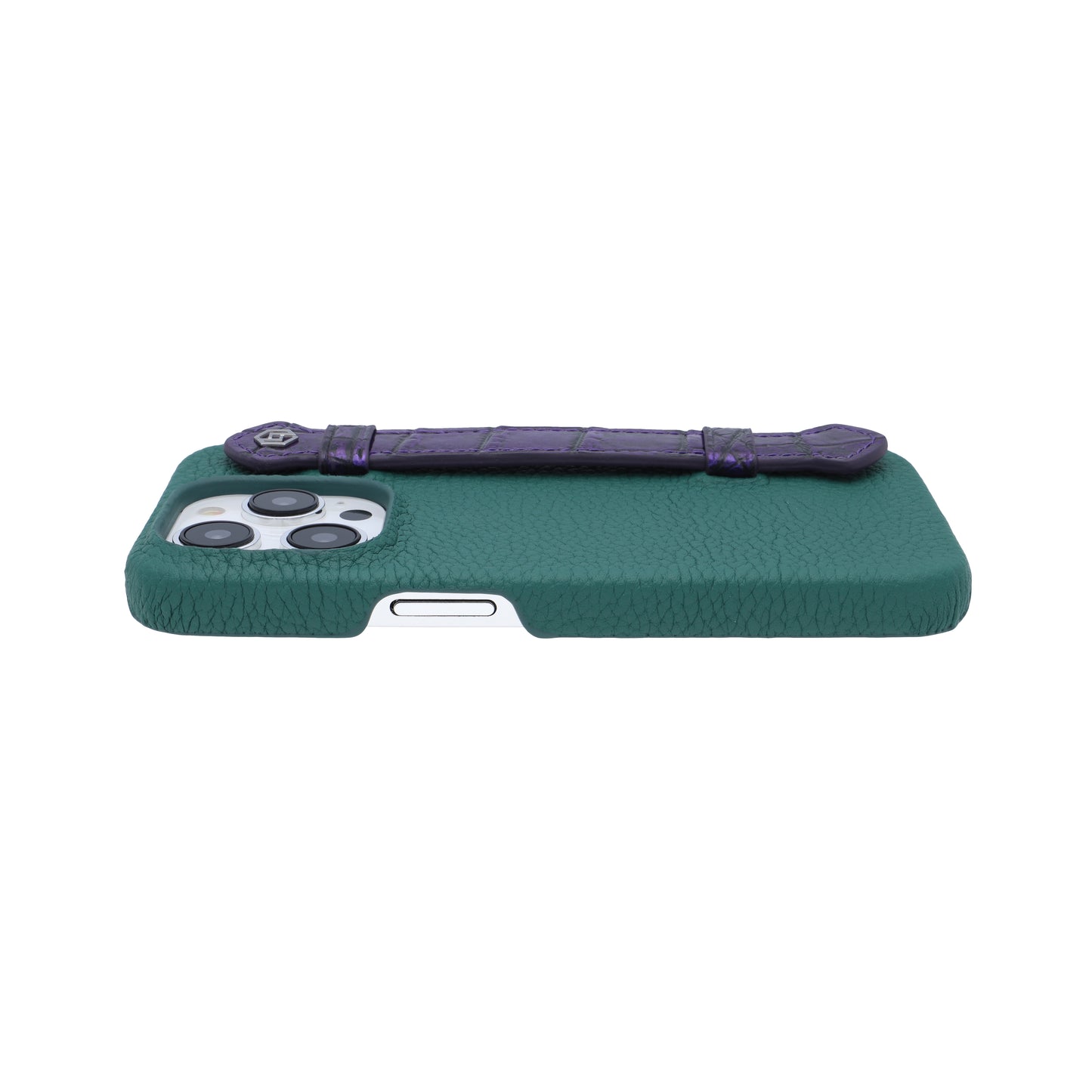 Green with crocodile side strap Metallic Purple - iPhone 14 pro