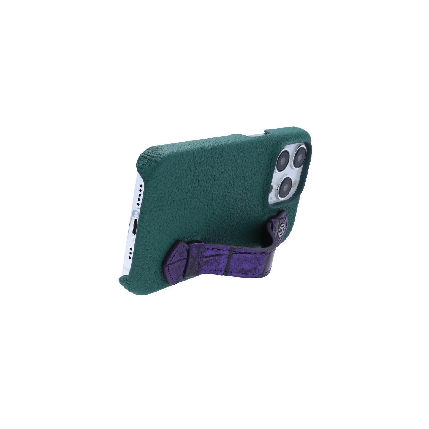 Green with crocodile side strap Metallic Purple - iPhone 14 pro