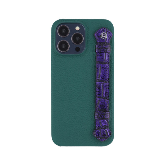 Green with crocodile side strap Metallic Purple - iPhone 14 pro max