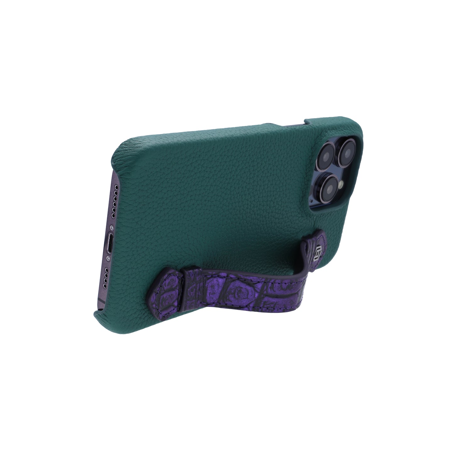 Green with crocodile side strap Metallic Purple - iPhone 14 pro max