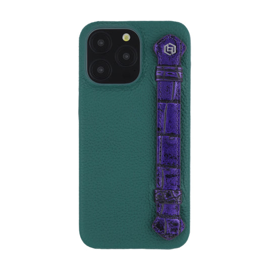 Green with crocodile side strap Metallic Purple - iPhone 15 pro max