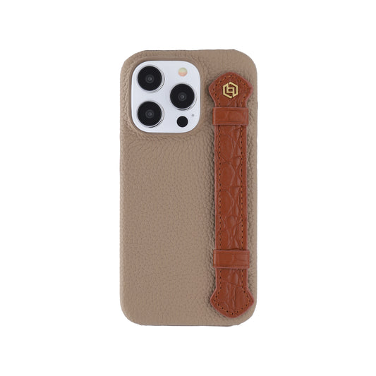 Khaki with crocodile side strap Brown - iPhone 14 pro