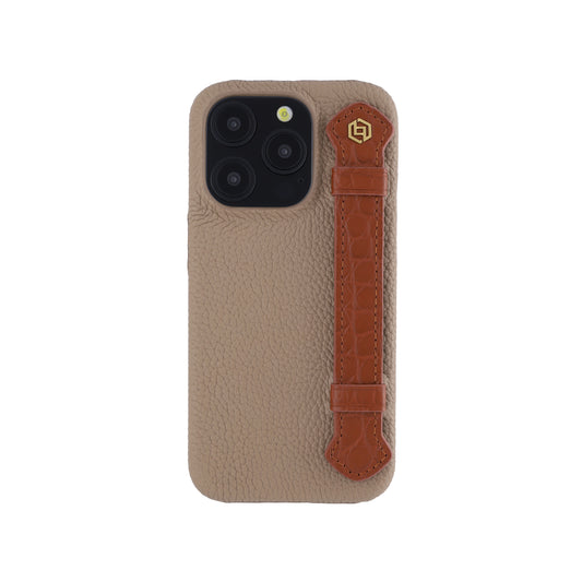 Khaki with crocodile side strap Brown - iPhone 15 pro