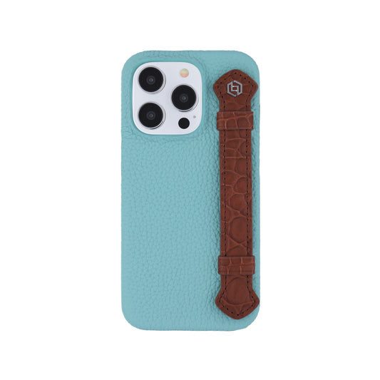 Macron Blue with crocodile side strap Brown - iPhone 14 pro