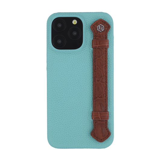 Macron Blue with crocodile side strap Brown - iPhone 16 pro max