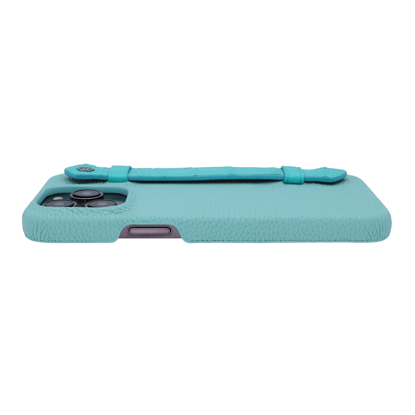 Macron Blue with crocodile side strap Turquoise- iPhone 14 pro max