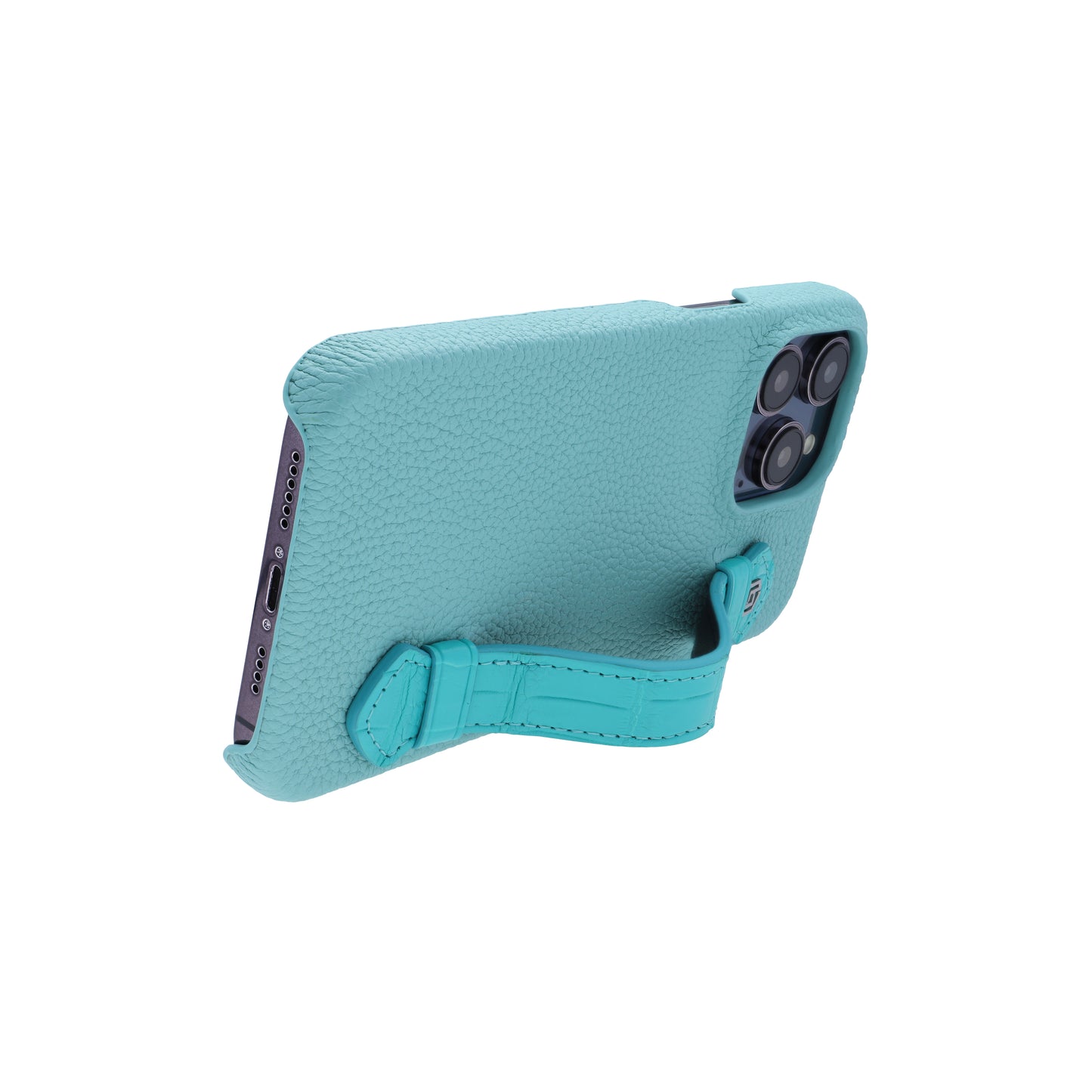 Macron Blue with crocodile side strap Turquoise- iPhone 14 pro max