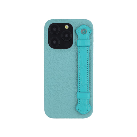 Macron Blue with crocodile side strap Turquoise - iPhone 16 pro