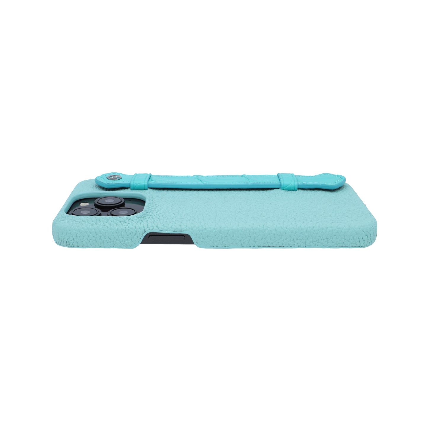 Macron Blue with crocodile side strap Turquoise - iPhone 15 pro max