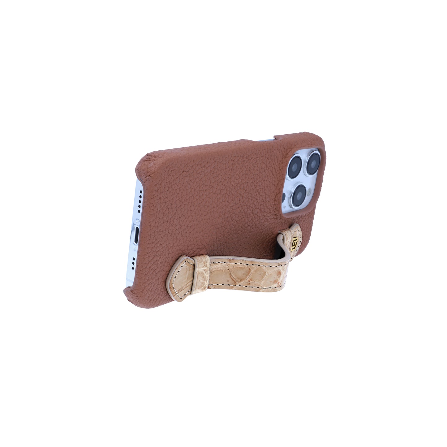 Tan with crocodile side strap Beige - iPhone 14 pro