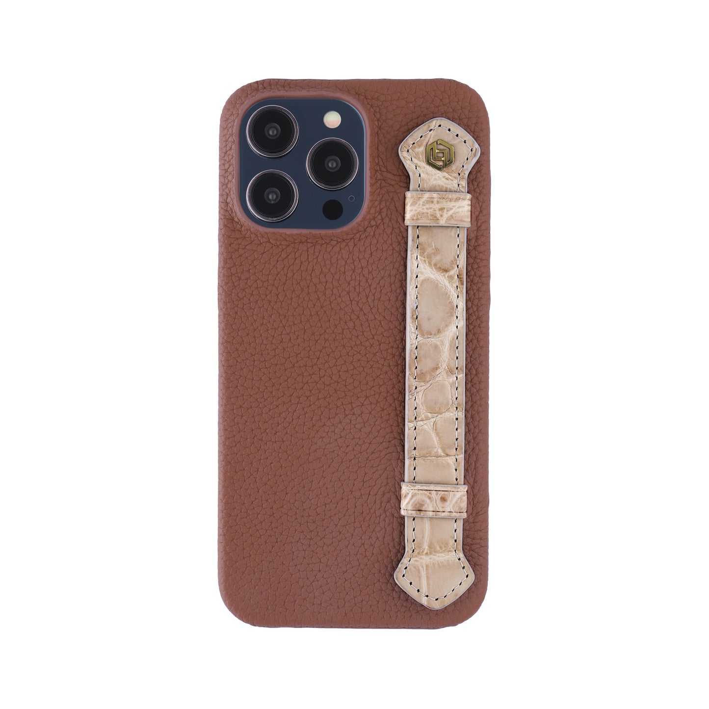 Tan with crocodile side strap Beige - iPhone 14 pro max