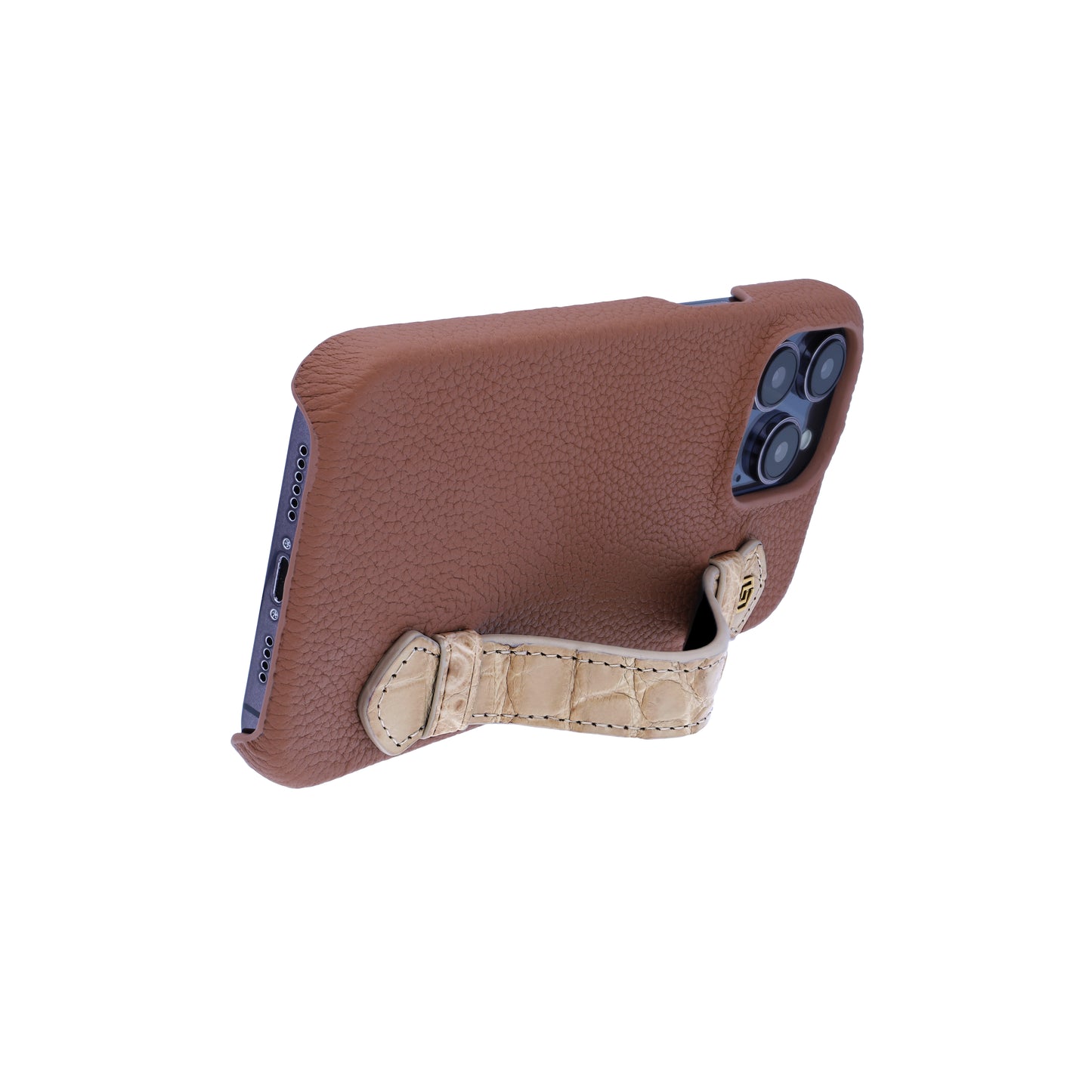 Tan with crocodile side strap Beige - iPhone 14 pro max