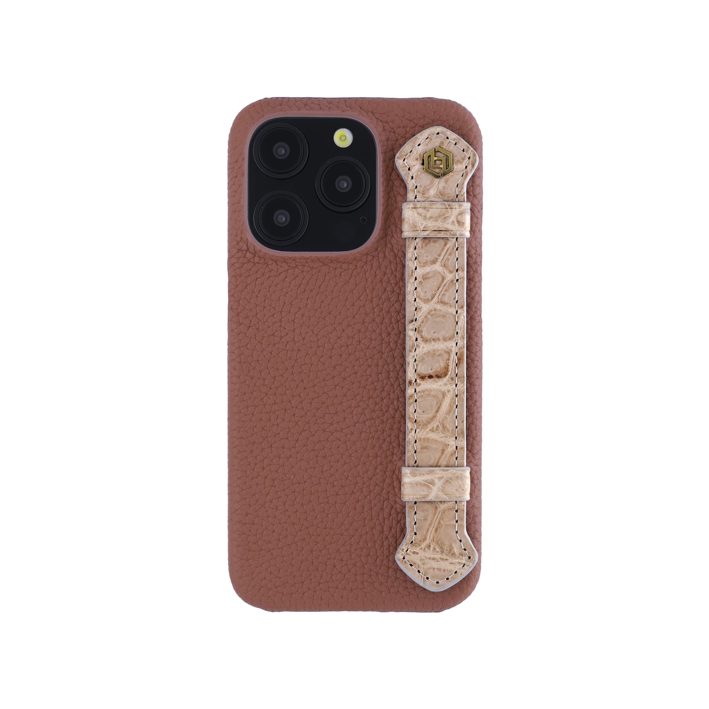 Tan with crocodile side strap Beige - iPhone 16 pro