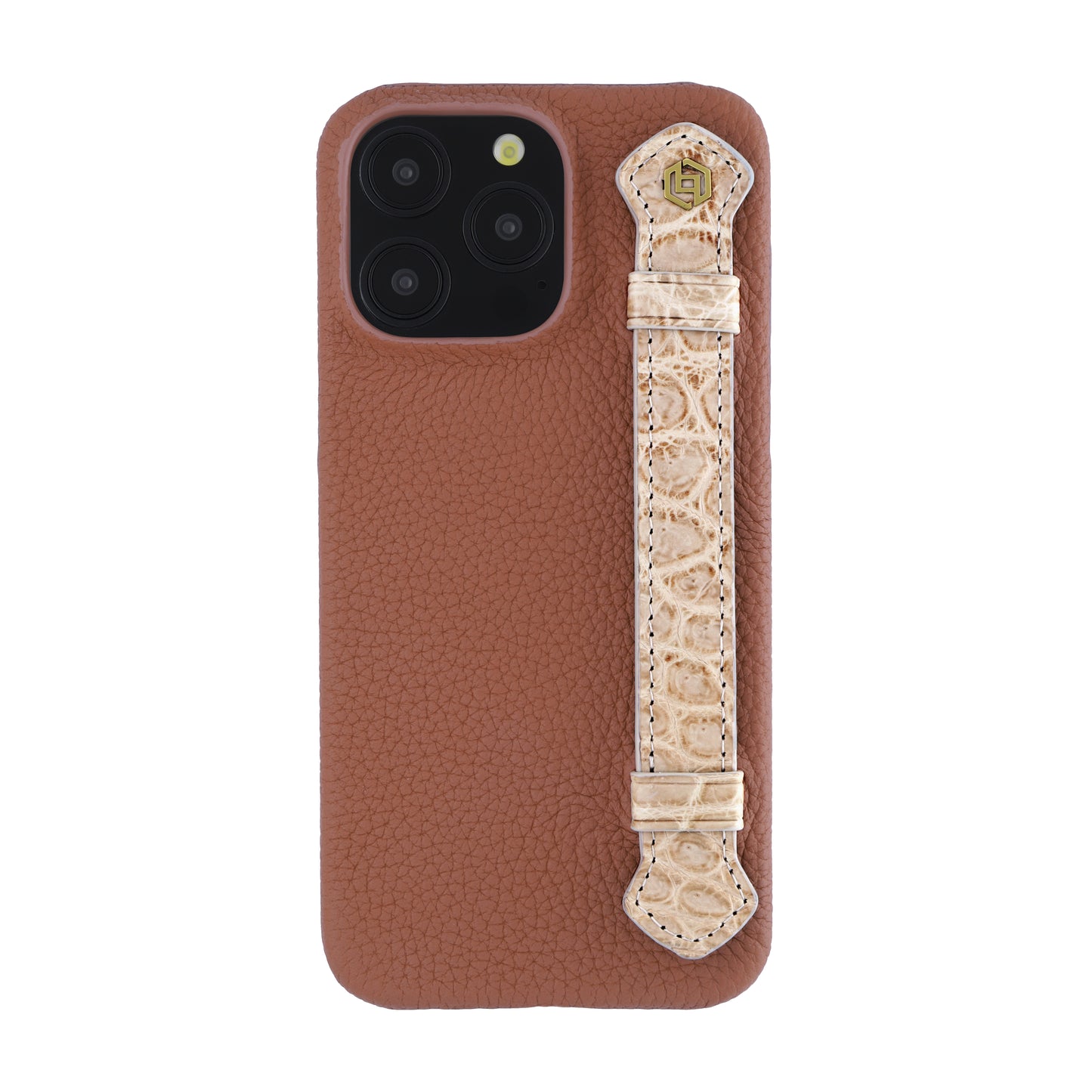 Tan with crocodile side strap Beige - iPhone 15 pro max