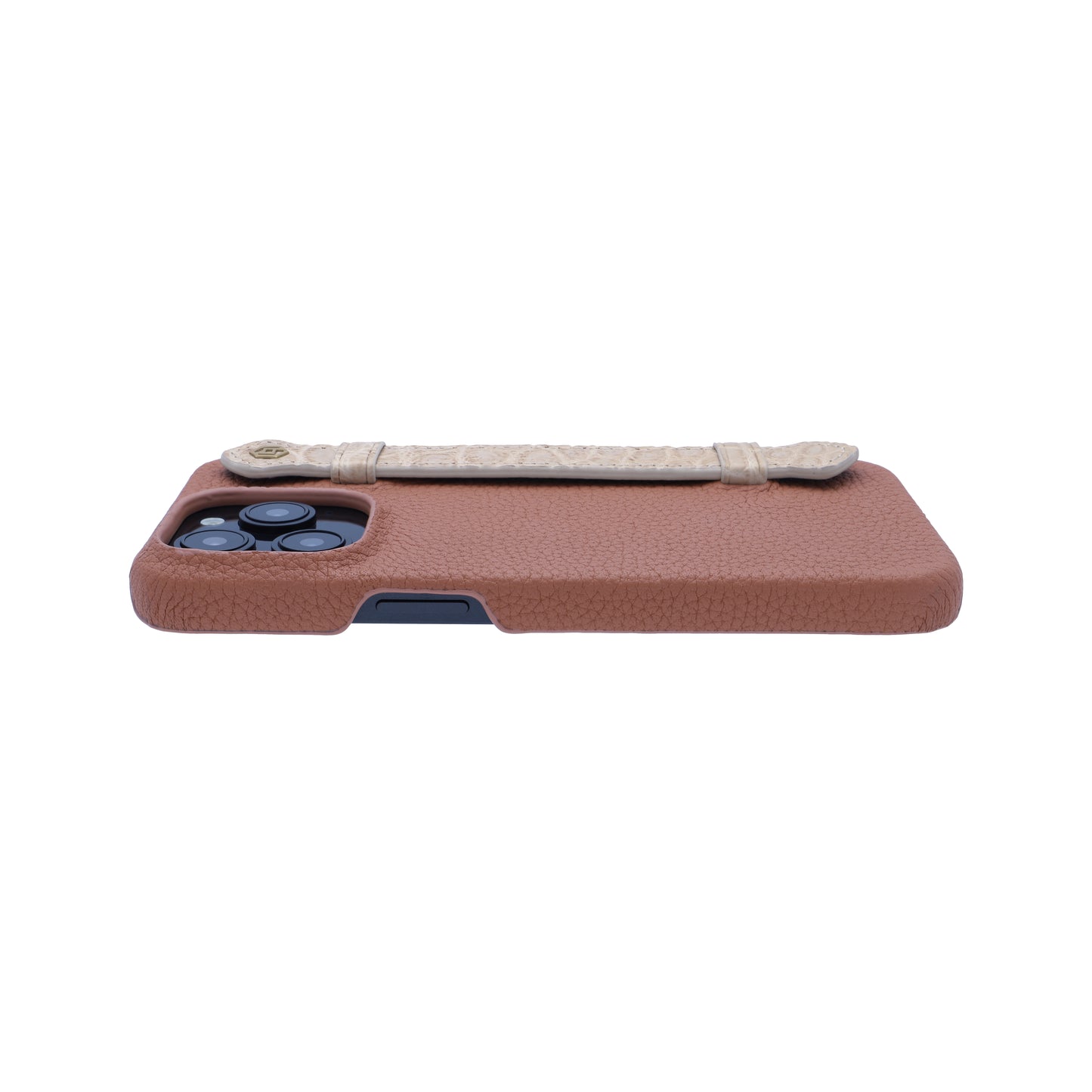 Tan with crocodile side strap Beige - iPhone 15 pro max