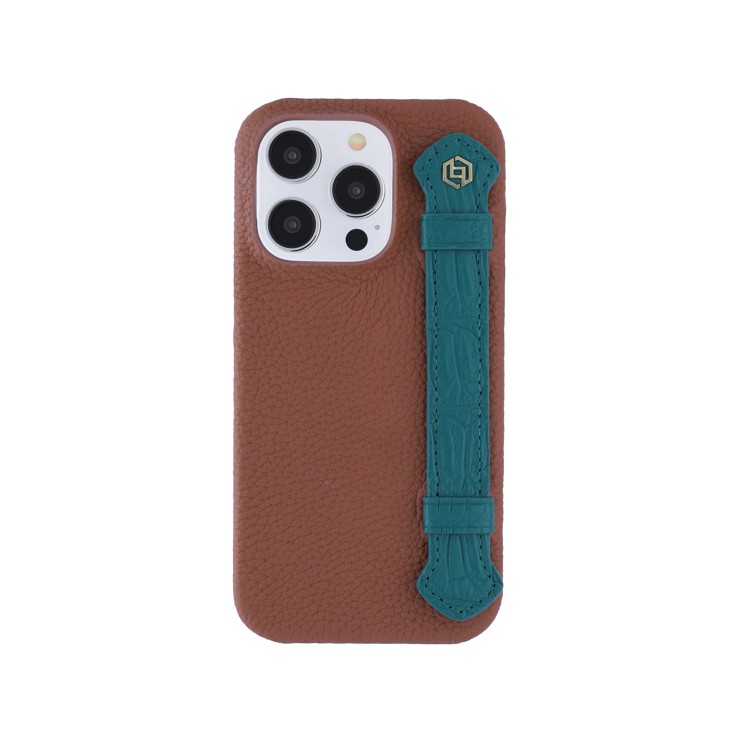 Tan with crocodile side strap Green - iPhone 14 pro