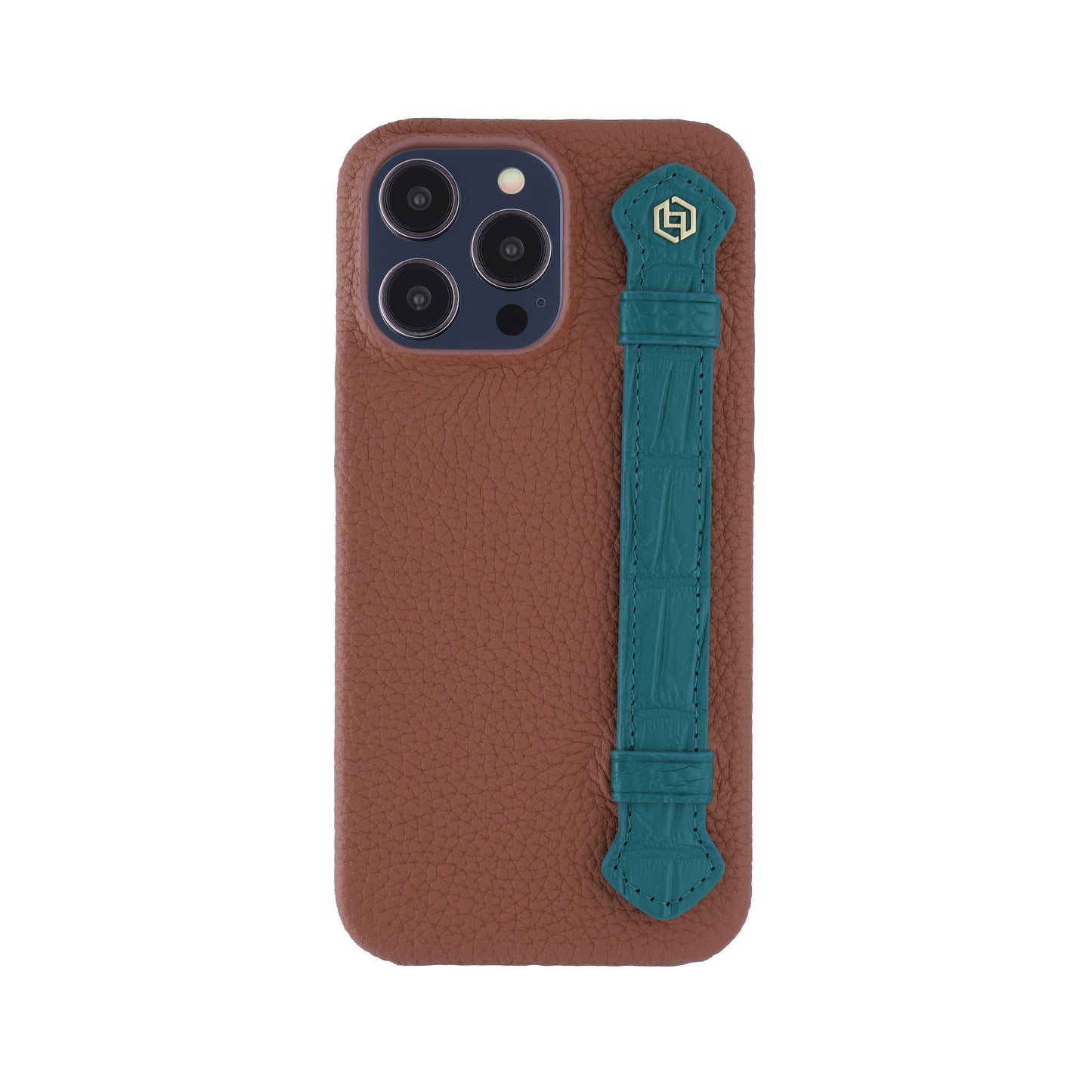 Tan with crocodile side strap Green - iPhone 14 pro max