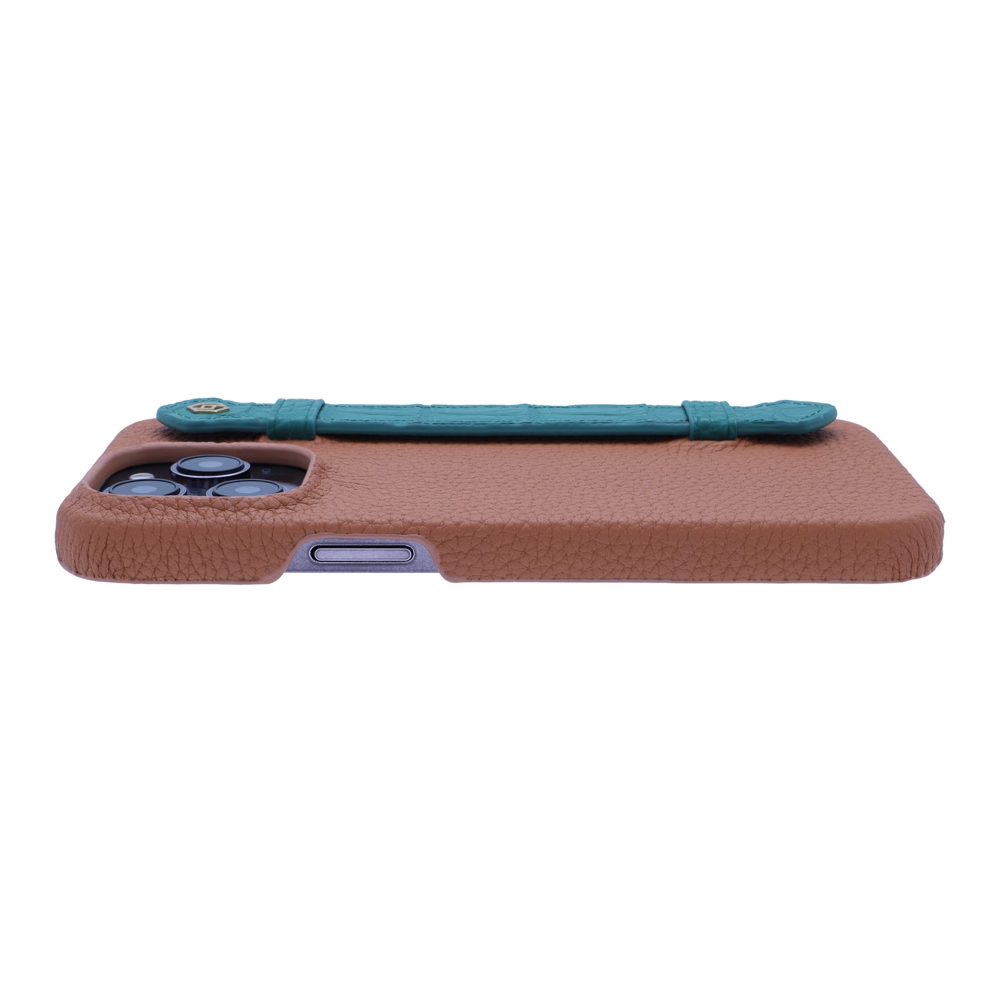 Tan with crocodile side strap Green - iPhone 14 pro max