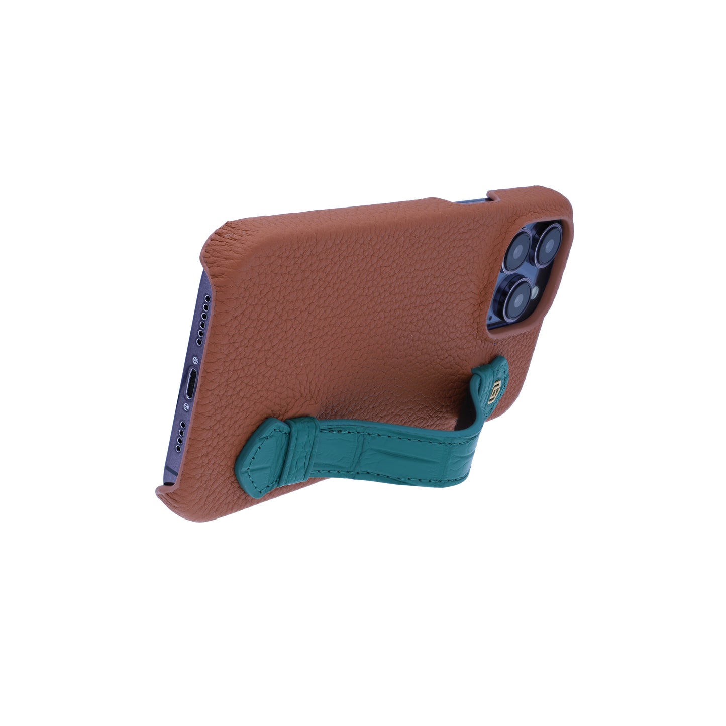 Tan with crocodile side strap Green - iPhone 14 pro max