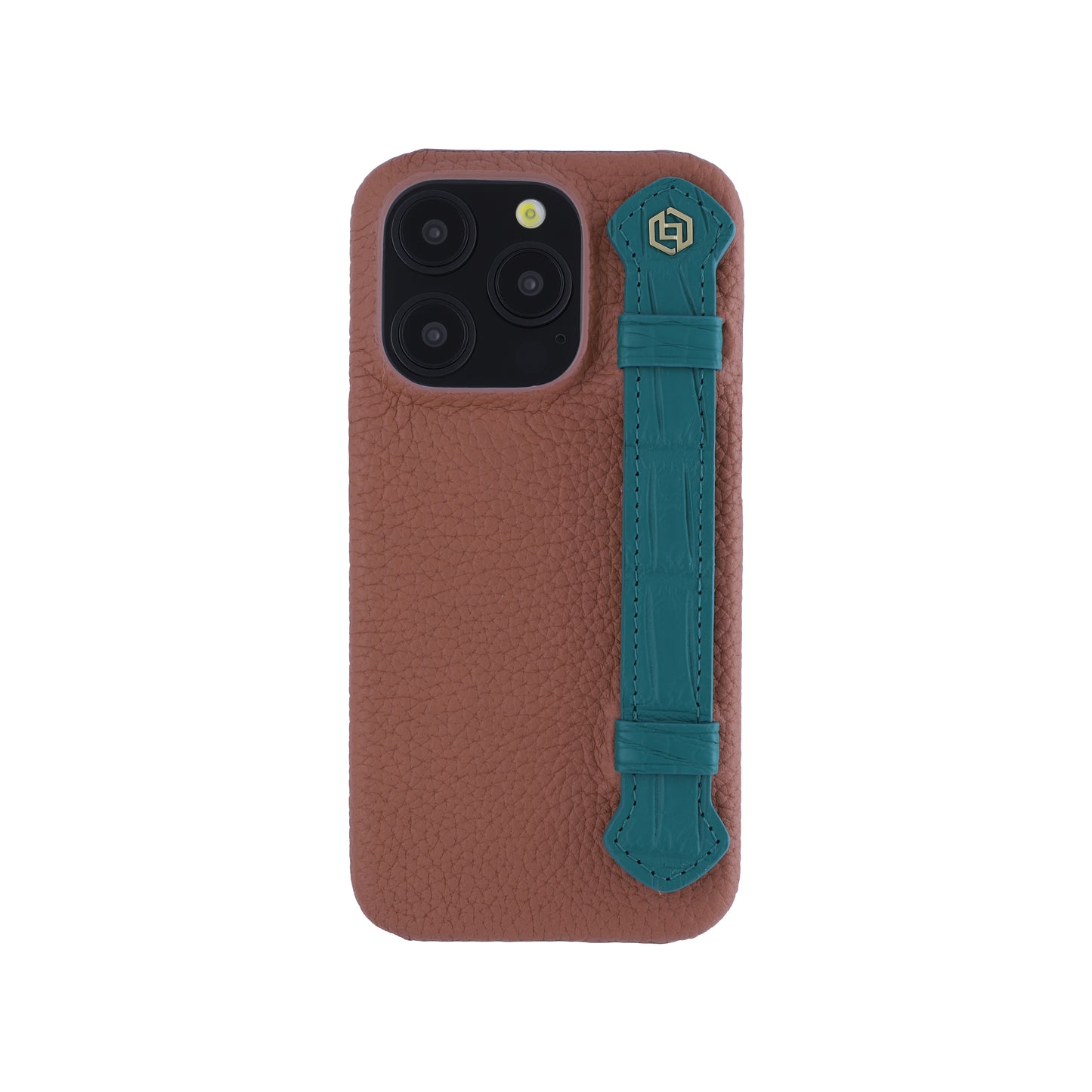 Tan with crocodile side strap Green - iPhone 16 pro